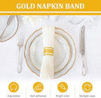 200Pcs Upgrade Lengthened Paper Napkin Band,Napkin Ring Self Adhesive, Silverware Wraps Bands Bulk for Rolling Silverware Table Setup Wedding Event Party Supply (Gold, Large)