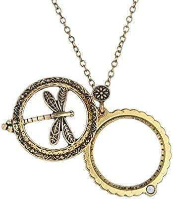 AKOAK 5X Portable Vintage Magnifying Glass Pendant Necklace for Library,Reading Fine Print,Zooming,Increase Vision,Jewelry and Gift (Dragonfly)