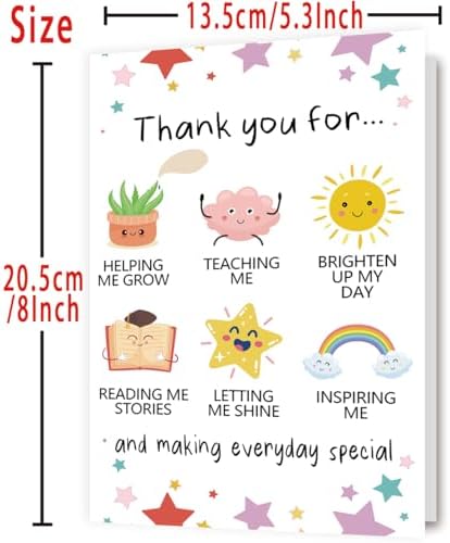 YiKaLus Cute Thank You Card for Teachers, Great Teacher Appreciation Gifts for Men Women, Thank You for Helping Me Grow Card, Best Teacher Appreciation Gift Ideas from Students