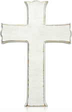 Bltgh White Wooden Cross Wall Decor, Religious Cross Gifts With Hook on Hanging Wall Or Table, Confirmation Cross Gift, Baptism Gifts, Rustic Home Church Room Crosses Décor, 10x6.5 IN