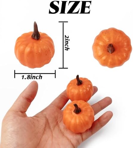 ROYHOO 20PCS Mini Artificial Pumpkins, Fall Harvest Simulation Pumpkins Decor Fake Fruit Home Decor for Halloween Thanksgiving Party Decorations (Orange)