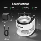 VIVOSUN 30X Rechargeable Loupe, Portable Mini Magnifier, Desktop Magnifying Glass with 3 LED & 3 UV Lights, for Jewelry, Gems, Watches, Coins, Stamps, White