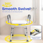 360° Swivel Shower Chair with Arms, Heavy-Duty Shower Stool for Inside Shower Stall and Tub, Safety Height Adjustable Shower Seat for Elderly and Disabled