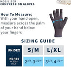 Copper Fit Mobilizer Hand Compression Gloves: Arthritis, Joint Swelling, Tendonitis, Sport - For Men and Women