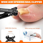 DRMODE Toenail Clippers for Thick Toenails, Long Handled Toe Nail Clippers for Thick Nails for Seniors with Wide Opening, Professional Stainless Steel Slanted Curved Ingrown Toenail Clippers for Men