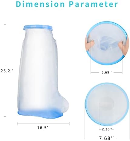 SUPERNIGHT Waterproof Cast Cover for Shower Leg, Adult Watertight Cast and Wound Protector for Shower Bath, Cast/Bandage Protector for Shower Leg