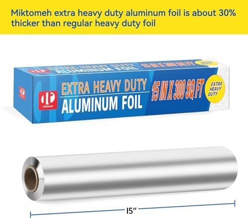 Super Thick Extra Heavy Duty Aluminum Foil 15" x 300 Sq Ft(about 30% Thicker than Conventional Heavy Duty Foil) for Grilling, BBQ, Cooking, Food Storage, Commercial & Pitmasters‘ Use