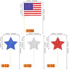 136 PCS Patriotic American Flag Cupcake Toppers Star 4th of July Cupcake Toppers Independence Day Cupcake Decorations for USA Patriotic American National Day Theme Party Cake Decorations Supplies