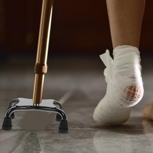 Quad Cane Tips Replacement, Universal Rubber Walking Stick Foot Base for Stability, Self-Standing 4-Leg Crutch End Pad, Non-Slip Replacement Feet for Most Standard Canes Hiking Poles Crutche