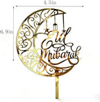 Eid Mubarak Cupcake Topper-8Pack Gold Acrylic Cake Topper,Muslim Islam Eid Festival Wedding/Baby Shower/Birthday Party Decorations Supplies