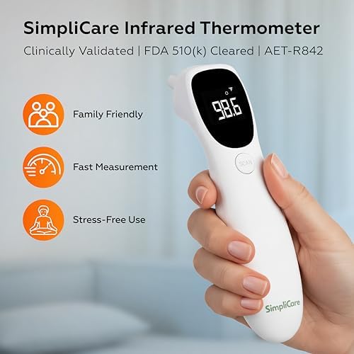 Baby Thermometer, FDA 510(k) Cleared Ear Thermometer for Kids Adults Infants, Baby Essentials, Ear & Forehead Thermometer (Touch), 2-in-1 Dual Mode, Digital Ear Thermometer (AET-R842)
