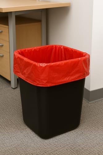 Red Home and Office Trash Bags, 14 Gallon Capacity, for Home and Office Use, 1.5 Mils Thick Made in USA (6)