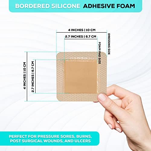MedVance TM Silicone - Bordered Silicone Adhesive Foam Dressing Size 4"x4" (2.7"x2.7" pad), Box of 5 dressings