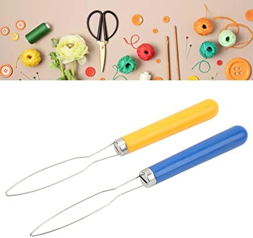 Button Hook Helper Tool, 2pcs 5,5x4x9cm Portable Stainless Steel Button Threader Dressing Aid Tool with Non Slip Grip for Sewing Tailoring