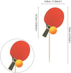 Ercadio 24 Pack Double Sided Table Tennis Cupcake Toppers Table Tennis Cupcake Picks Table Tennis Birthday Cake Decorations Baby Shower Table Tennis Sports Theme Party Cake Decorations, Red-2