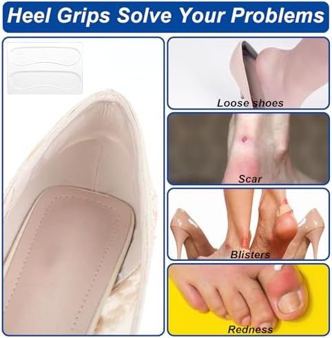 46 Pcs Silicone High Heel Cushion Inserts Pad Shoe Strap Grip Anti Slip Sandals Gel Protector Strips Sling Backs Foot Support Sticker for Women Men Sports Sneakers