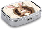 Pill Box 2 Compartment Medicine Pill Case Easter Bunny Wooden Hole Portable Pill Box for Pocket Or Purse Pill Box Decorative Metal Medicine Vitamin Organizer Unique Gift, Style