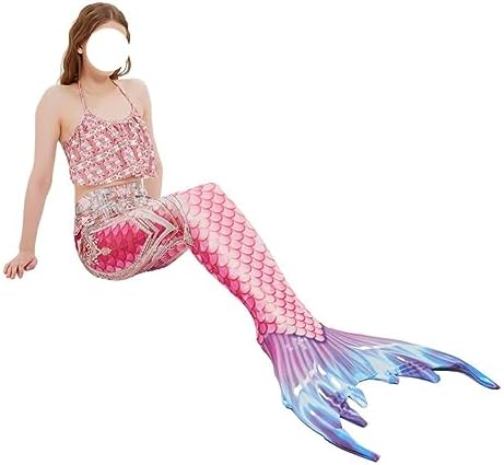 LVTFCO Adult Fishtail Princess Dress 3-piece Set， Halloween Top And Pants Beachwear Mermaid Stage Costumes