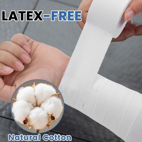 NUITPY 8 Pack Athletic Tape, White Sports Tape, Easy Tear Wrist Tape, Strong Adhesion Tapes for Boxing, Gymnastics, Hockey, Soccer, Lacrosse and First Aid(1.5in x 184ft Total)