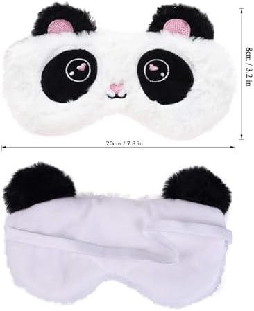 Cute Panda Sleeping Mask, Soft Fluffy Plush Blindfold Funny Novelty Animal Sleep Mask Eye Cover Eyeshade for Kids Girls Boys Women Men Night Nap Travel Meditation (Black & White, Panda)