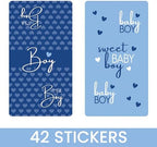 Blue It's a Boy Baby Shower Wrappers for Mini Chocolate Bars, Sweet Baby Boy Party Favor Candy Labels - 42 Count