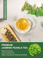 TeeLux Jasmine Pearls Green Tea, Handrolled Green Tea Loose Leaf with Delightful Aroma, Natural Jasmine Pearl Tea, 16oz