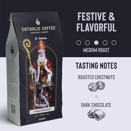 Catholic Coffee Pods - St. Nicholas Christmas Blend Medium Roast |12 Pack, Single Serve Coffee Pods
