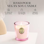 M&SENSE Natural Soy Candle | Jasmine & Pink | 9.2 oz, 50H Burn Time | Candle Gift for Her | Scented Candle for Valentine’s Day