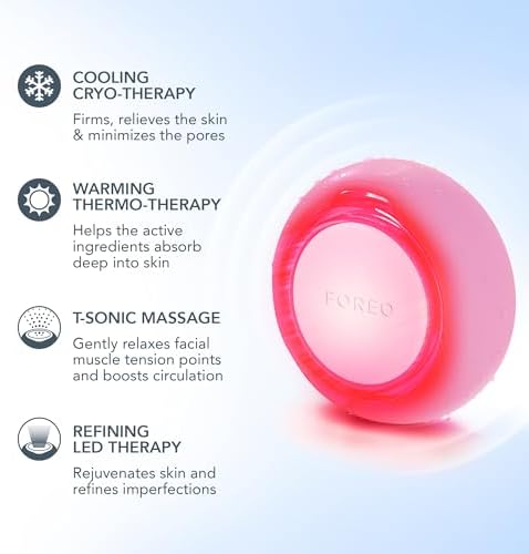 FOREO UFO 3 Deep Face Moisturiser - 5-in-1 Facial Spa - Red Light, Warming, Cooling, Massage, Anti Aging - Face Mask Skin Care - Pearl Pink