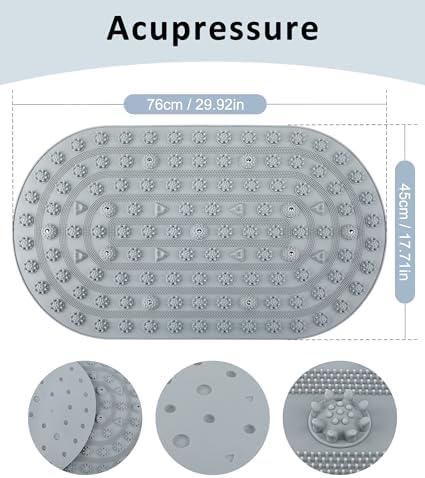 Acupressure Foot Massage Mat - Portable Foldable Foot Massager Mat for Bathroom, Yoga, Outdoor Games, Office Standing Desk Pad, Relieve Foot Pain, Anti-Slip, 30 x 18 inch (Grey)