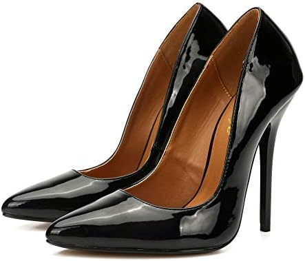 Enelauge Women's Stiletto Pointed Toe Slip On High Heel Zapatos Ladies Wedding Party Pumps Plus Size