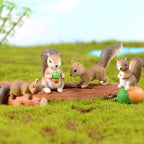 8 Pcs Squirrel Figures Animal Character Toys Cake Toppers, Squirrel Fairy Garden Miniature Figurines Collection Playset Christmas Birthday Gift Desk Decorations