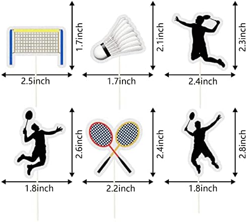 18 Pcs Badminton Theme Cupcake Toppers badminton Lovers Party Supplies Sparkle Glitter Cake Decor,Sports Party Decorations- Birthday Cupcake Toppers