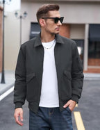 TACVASEN Men's Bomber Jacket Thick Quilted Jackets Zip Up Water Repellent Windproof Winter Warm Coat with 6 Pockets