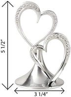 Hortense B. Hewitt Sparkling Love Double Hearts Anniversary, Engagement, Wedding Cake Topper, 5.5-Inches, Metal with Rhinestones, Silver