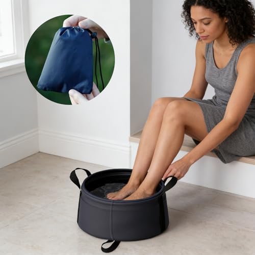Foldable Handle Bucket Portable Ultra-Lightweight Outdoor Basin Bucket Ideal for Camping and Hiking