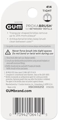 GUM Proxabrush Go-Betweens Refills - Tight - Compatible with GUM Permanent Handle -Reusable Interdental Brushes for Tight Teeth - Soft Bristled Dental Picks, 8 Count (Pack of 6) 48 Total