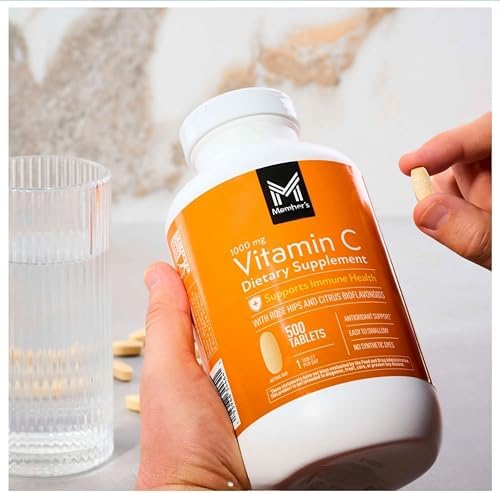 Vitamin C 1000mg with Citrus Bioflavonoids & Rose HIPS – Immune Support Antioxidant Supplement – 500 Tablets – High Potency Ascorbic Acid Formula for Daily Health