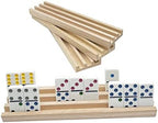 Wooden Domino Racks Set of 4 Natural Domino Trays Holders Organizer for Mexican Train Chickenfoot and Other Domino Games - Dominoes NOT Included