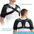 Double Shoulder Brace for Women & Men,Double Sleeve for Sleeping,Adjustable Support for Rotator Cuff,Frozen Shoulder,AC Joint,Labrum Tear,Pain Relief Dual Wrap