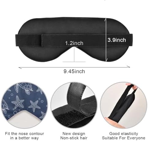 Sleep Mask Light Blocking Sea Turtles Starfish Bubbles Eye Mask for Sleeping with Adjustable Strap Lightweight Eye Covers for Sleeping for Men Women Work Travel Naps