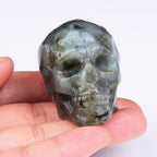 2 Inch Labradorite Crystal Skulls Decor,Human Skull Sculpture Statues Healing Crystal Decor,Halloween Skull Figurines,Home Office Decoration Christmas Meditation Gifts for Men Women