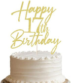 Happy 17th Birthday Cake Topper - Gold Glitter Cheers to 17th Years | Fabulous Cake Decoration for 17-Year-Old Party Supplies (17th)