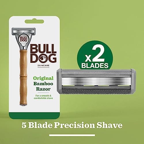 BULLDOG SKINCARE - Original Bamboo Razor Smooth Glide Razor Handle + 2 Blade Refills