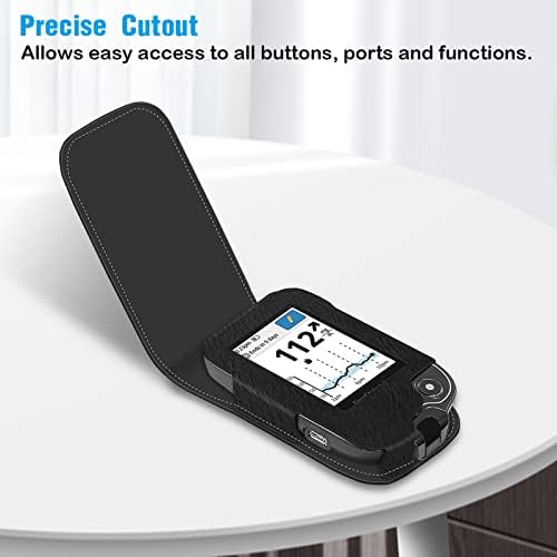 MEDMAX PU Leather Protective Case for Freestyle Libre 3 2 / Libre Reader, Lightweight Shockproof Diabetic Storage Carrying Case with Carabiner Clip and Handle (Black)