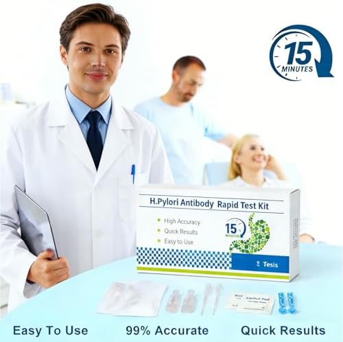 H Pylori Test Kit – 2 Tests, At - Home Self - Test, Easy to Use and Fast 10-15 Min Results