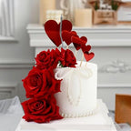 Ercadio 5 Pack Artificial Red Rose Flowers Cake Decorations 3D Rose Flowers Cake Toppers for Lover Birthday Valentine’s Day Mother's Day Wedding Anniversary Derby Party Cake Decorations