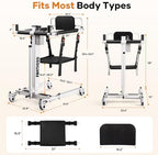 Electric Patient Lift Transfer Chair, Adjustable Medical Mobility Lift 33.8"-47.6", 300 lbs Capacity, Waterproof Shower Transfer Chair, Foldable Portable Handicap Transfer Aid for Elderly & Home Care