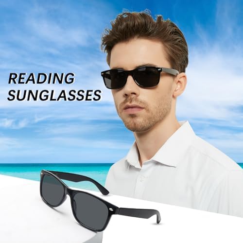 4 Pack Classic Reading Sunglasses for Women Men Spring Hinge, Outdoor Sun Readers Glasses with UV400 Protection