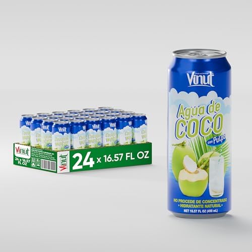 Vinut Original Coconut Water Drink With Pulp (16.57 fl oz, Pack of 24), Hydrate Naturally, Fresh, High Calcium, Potassium, Nutrient Rich, Not From Concentrate, Strong Coconut Flavor and Aroma